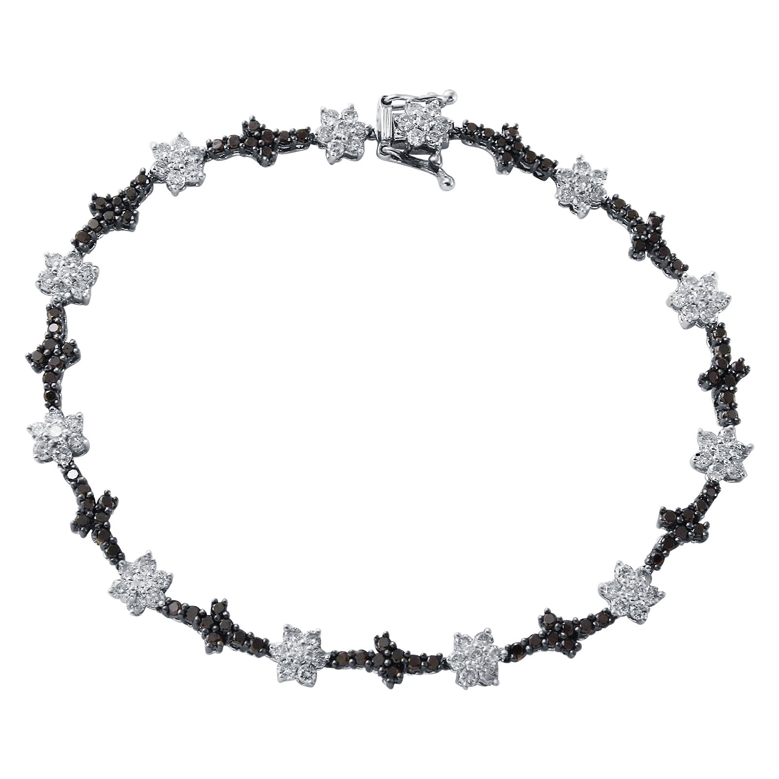 Natural 2.93 CTW Diamond & Black Round Diamond Bracelet: REF-129F6M ---- Natural 2.93 CTW Diamond & Black Round Diamond Bracelet 14K White Gold Manufacturer's Suggested Retail Price: $ 4320.00 Product Type: Bracelet Stone 1 Type: White Round Diamond Stone 1