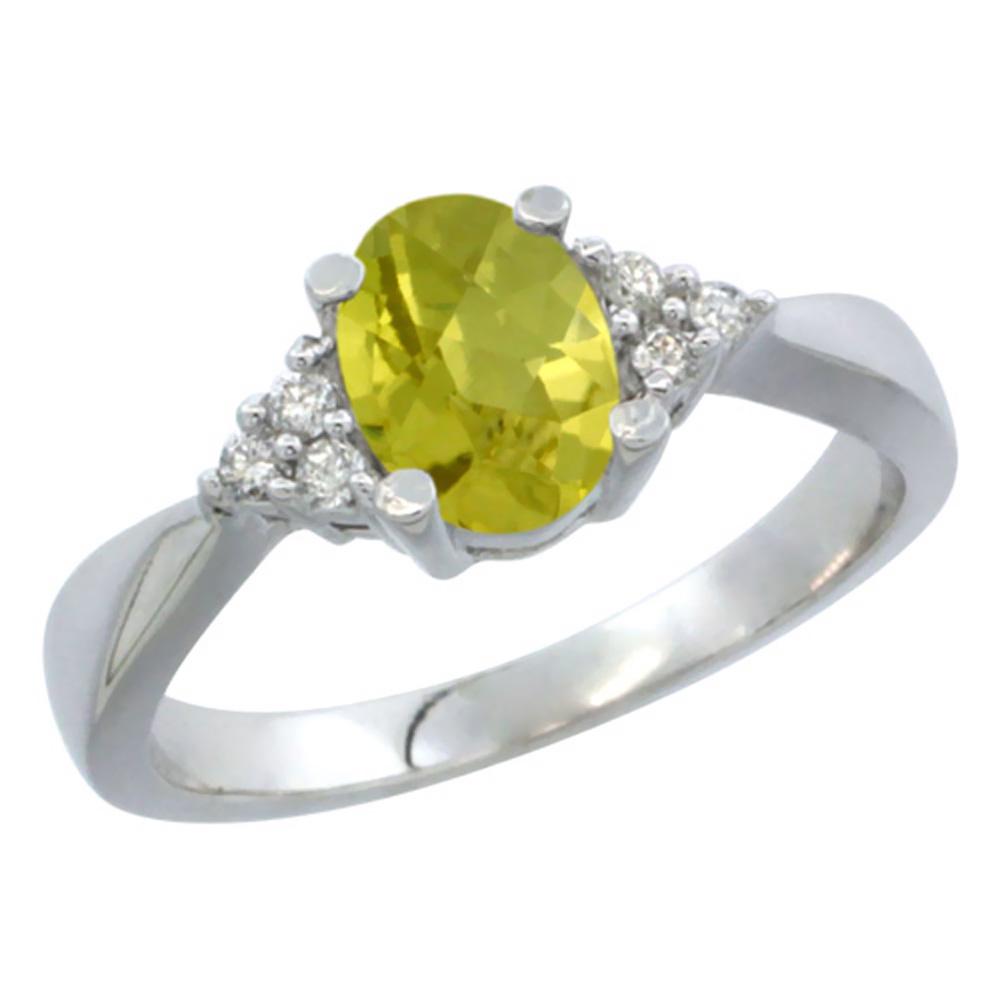 1.06 CTW Lemon Quartz & Diamond Ring 10K White Gold -: REF-28A3X - SKU: SC-CW927168 ---- 1.06 CTW Lemon Quartz & Diamond Ring 10K White Gold Manufacturer's Suggested Retail Price: $900.00 Mainstone Type: Lemon Quartz @ 1 ctw Mainstone Color: Green Mainsto