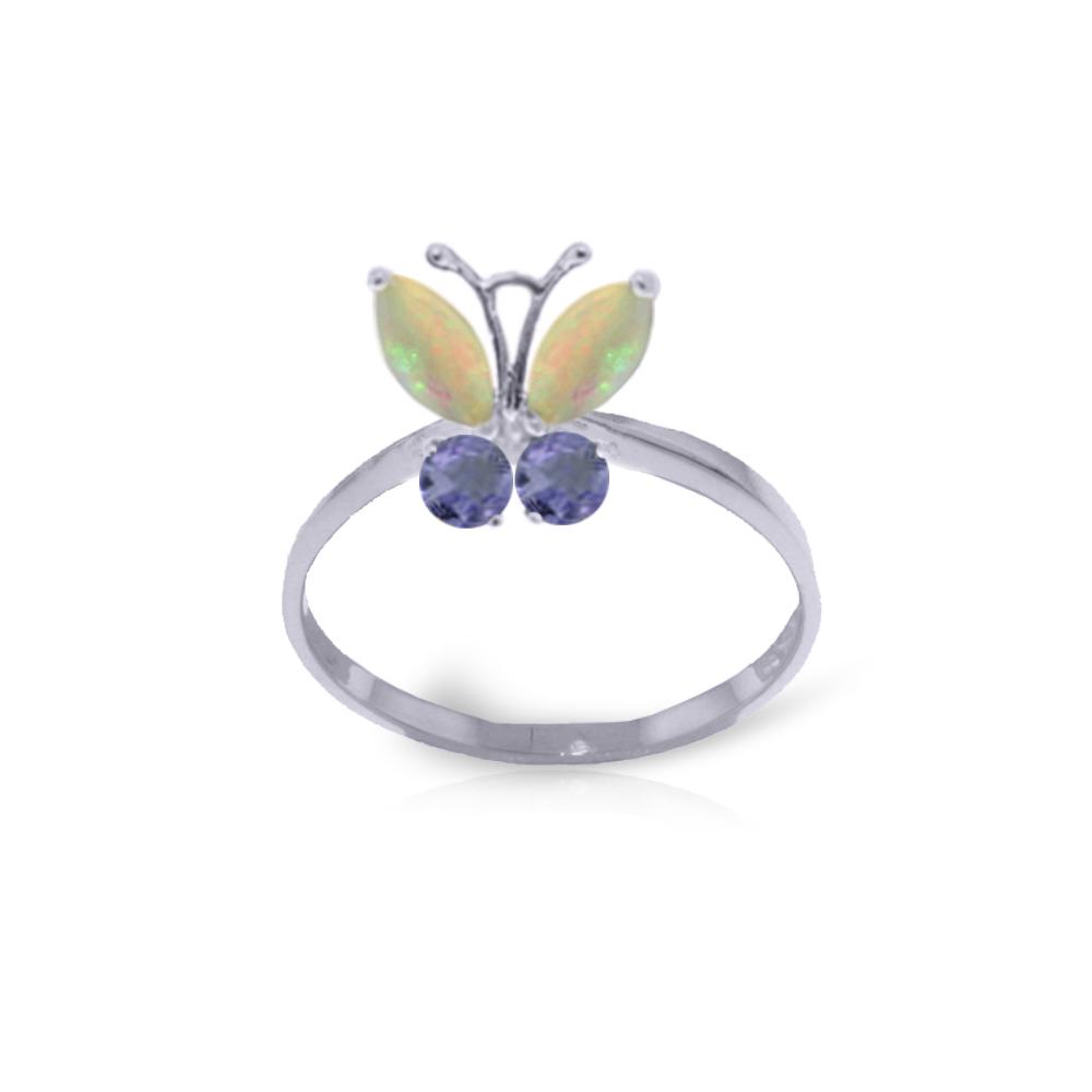Genuine 0.70 ctw Opal & Tanzanite Ring 14KT White Gold: REF-31V6W - SKU: GG2349 ---- Genuine 0.70 ctw Opal & Tanzanite Ring 14KT White Gold Manufacturer's Suggested Retail Price: $1000.00 Genuine 14K White Gold 0.7 ctw Opal & Tanzanite Ring Gemstone(s): Op