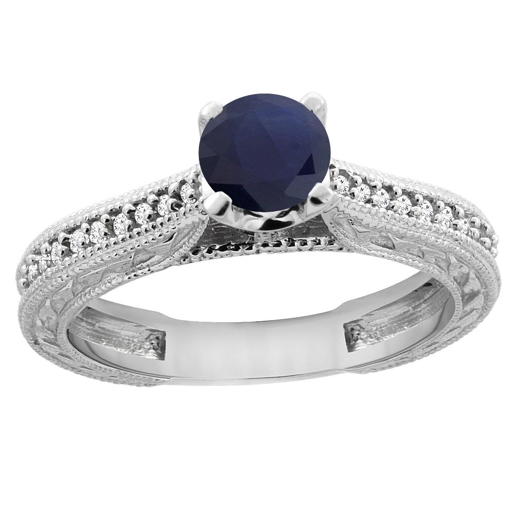 0.75 CTW Blue Sapphire & Diamond Ring 14K White Gold -: REF-63M9K - SKU: SC-CW453287 ---- 0.75 CTW Blue Sapphire & Diamond Ring 14K White Gold Manufacturer's Suggested Retail Price: $2430.00 Mainstone Type: Blue Sapphire @ 0.6 ctw Mainstone Color: Blue Mai