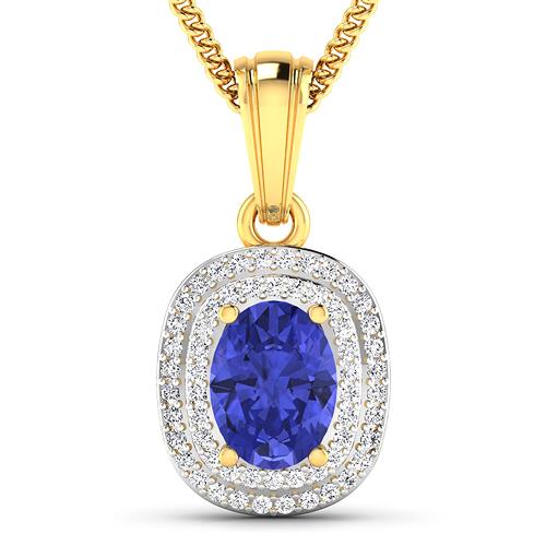 Natural 2.56 CTW Tanzanite & Diamond Pendant 14K Yellow: REF-52M2T - Natural 2.56 CTW Tanzanite & Diamond Pendant 14K Yellow Gold - REF-52M2T Maufacturer's Suggested Retail Prce: $ 1550 SKU: QP6907WD-14KY-SM-TAN-OV8x6mm Tanzanite Oval/8x6mm - 1/2.30 ctw Nat