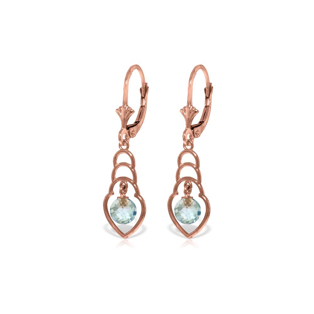 Genuine 1.25 ctw Blue Topaz Earrings 14KT Rose Gold -