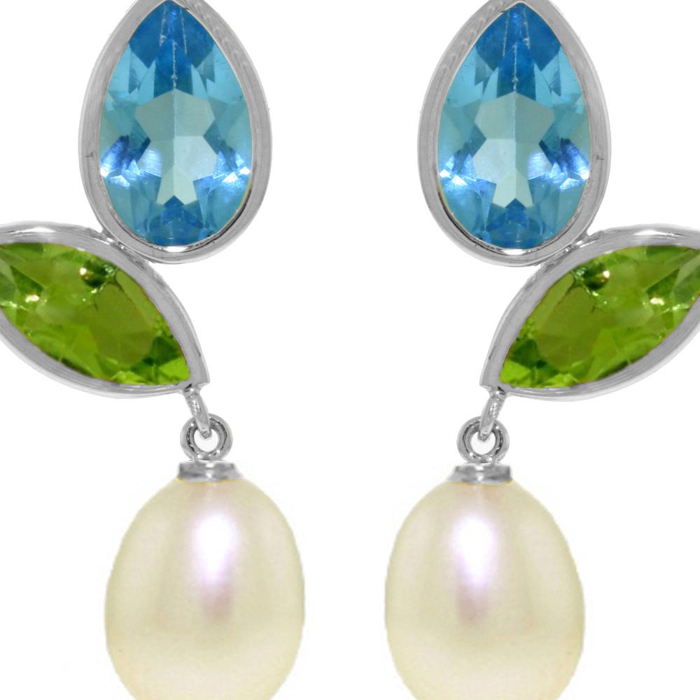 Genuine 16.6 ctw Blue Topaz & Peridot Earrings 14KT: REF-45M7T - SKU: GG3468 ---- Genuine 16.6 ctw Blue Topaz & Peridot Earrings 14KT White Gold Manufacturer's Suggested Retail Price: $1400.00 Genuine 14K White Gold 16.6 ctw Blue Topaz & Peridot Earring