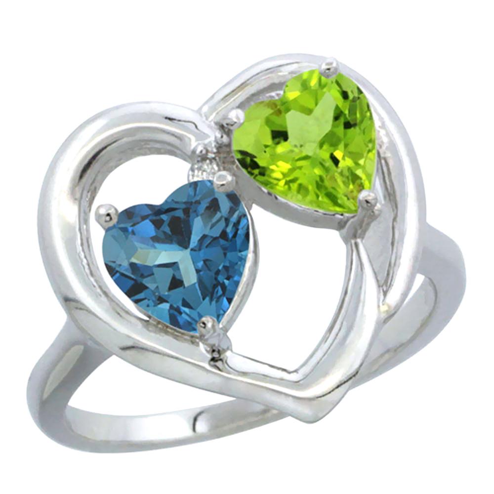 2.61 CTW Diamond, London Blue Topaz & Peridot Ring 10K: REF-24N3Y - SKU: SC-CW90511163 ---- 2.61 CTW Diamond, London Blue Topaz & Peridot Ring 10K White Gold Manufacturer's Suggested Retail Price: $780.00 Mainstone Type: London Blue Topaz @ 1.30 ctw Mainst