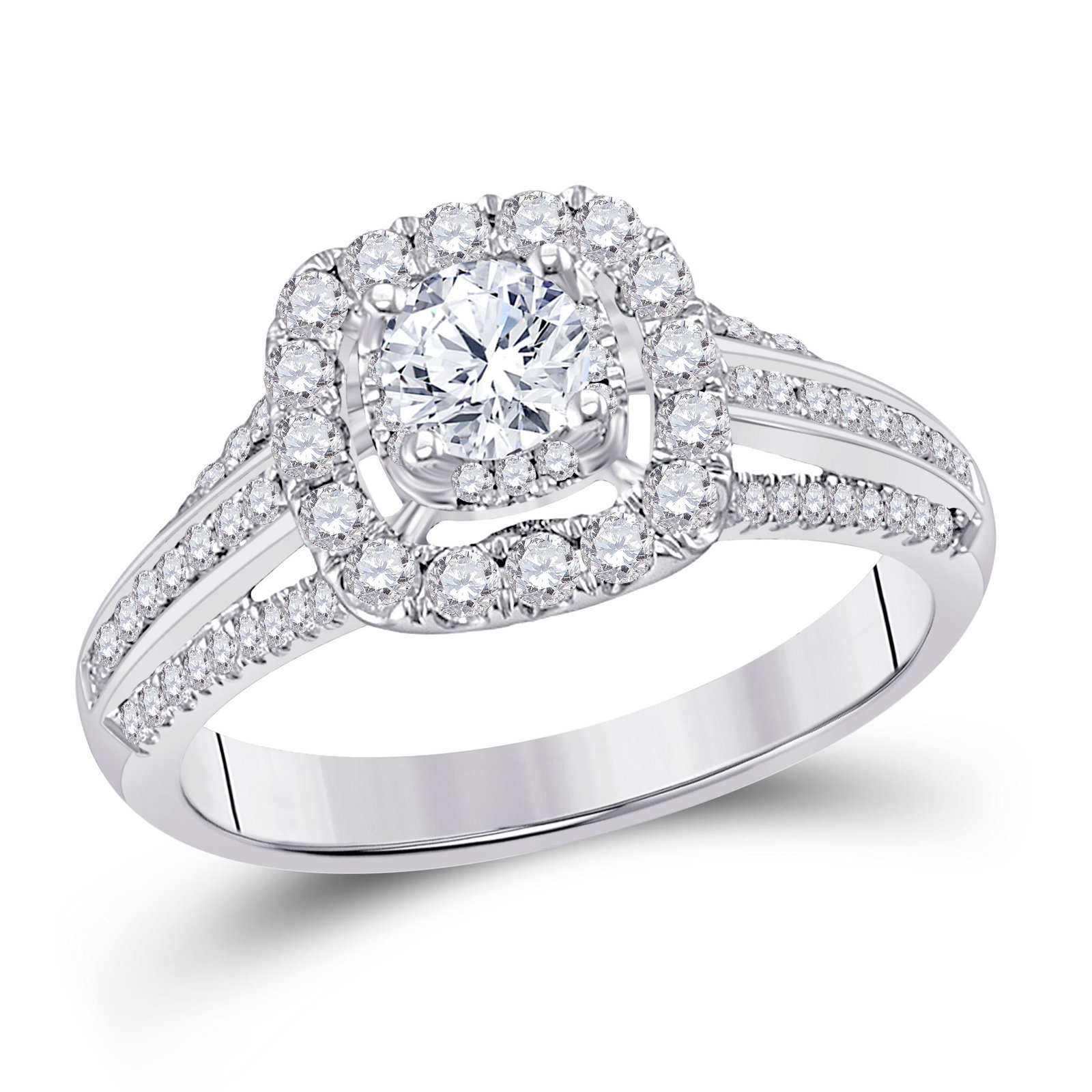 Diamond Halo Bridal Wedding Engagement Ring 1 Cttw 14KT: Diamond Halo Bridal Wedding Engagement Ring 1 Cttw 14KT White Gold Manufacturer Suggested Retail Price: $ 6760.00 14kt White Gold Round Diamond Halo Bridal Wedding Engagement Ring 1 Cttw. Combined dia