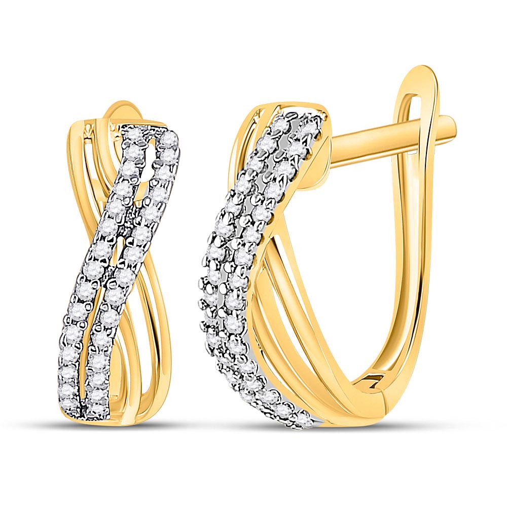 Round Diamond Hoop Earrings 1/5 Cttw 10KT Yellow Gold: Round Diamond Hoop Earrings 1/5 Cttw 10KT Yellow Gold Manufacturer Suggested Retail Price: $ 880.00 10kt Yellow Gold Womens Round Diamond Hoop Earrings 1/5 Cttw. Combined diamond weight of 1/5 carats 