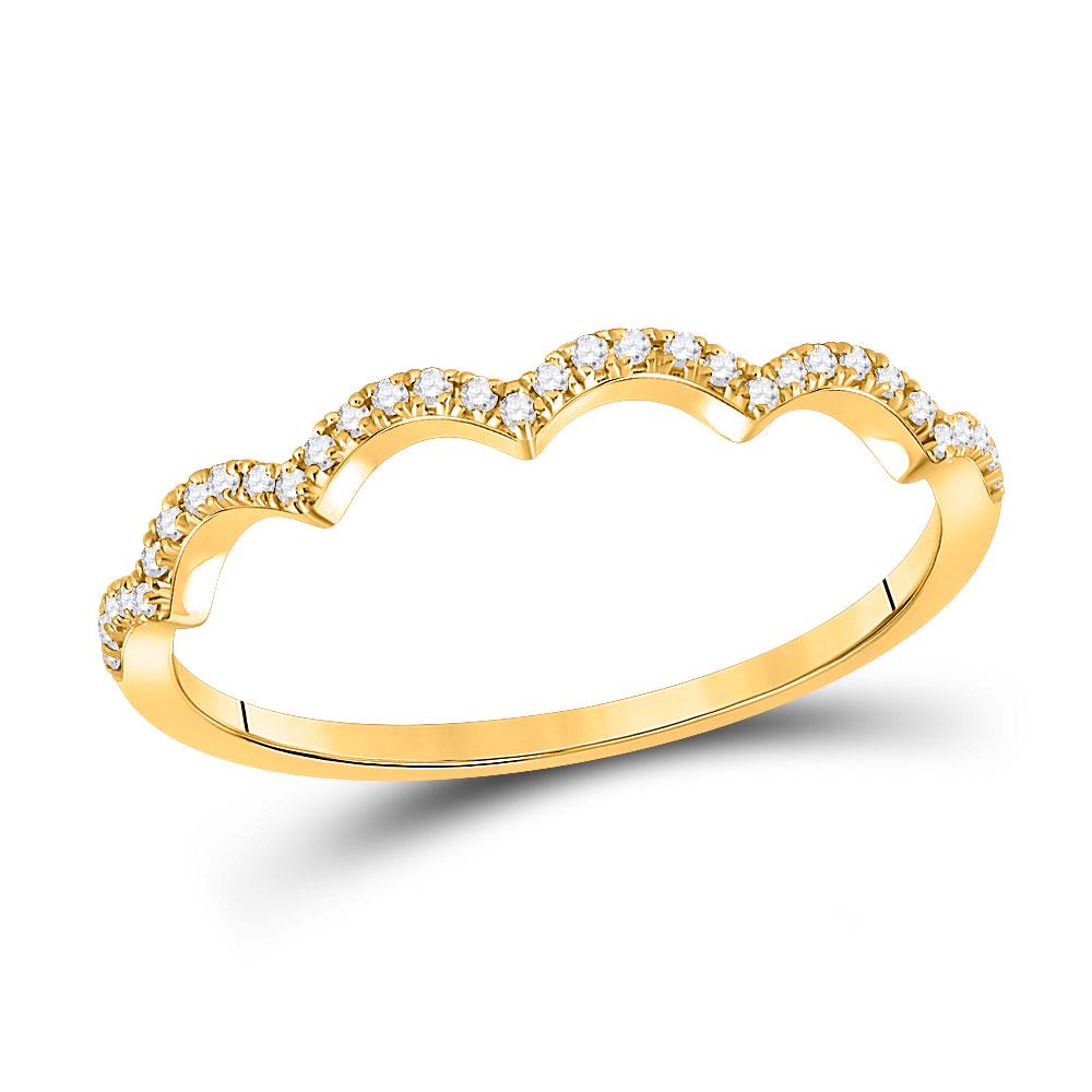 Round Diamond Scalloped Stackable Band Ring 1/10 Cttw: Round Diamond Scalloped Stackable Band Ring 1/10 Cttw 10KT Yellow Gold Manufacturer Suggested Retail Price: $ 530.00 10kt Yellow Gold Womens Round Diamond Scalloped Stackable Band Ring 1/10 Cttw. Comb