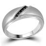 Round Black Color Enhanced Diamond Band Ring 1/8 Cttw