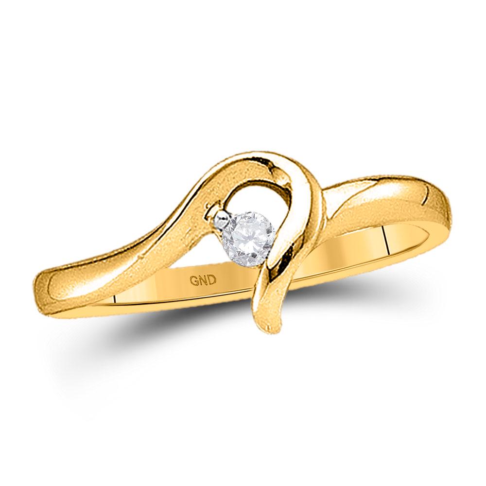 Round Diamond Solitaire Promise Ring 1/20 Cttw 10KT: Round Diamond Solitaire Promise Ring 1/20 Cttw 10KT Yellow Gold Manufacturer Suggested Retail Price: $ 590.00 10kt Yellow Gold Womens Round Diamond Solitaire Promise Ring 1/20 Cttw. Combined diamond w