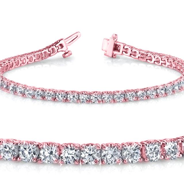 Natural 4ct VS2-SI1 Diamond Tennis Bracelet 18K Rose Gold: Natural 4ct VS2-SI1 Diamond Tennis Bracelet 18K Rose Gold Manufacturer's Suggested Retail Price: $13050.00 Total Diamond Weight: 4 carats Diamond Count: 57 Round Diamond Diamond Color: I-J Diamond Cla