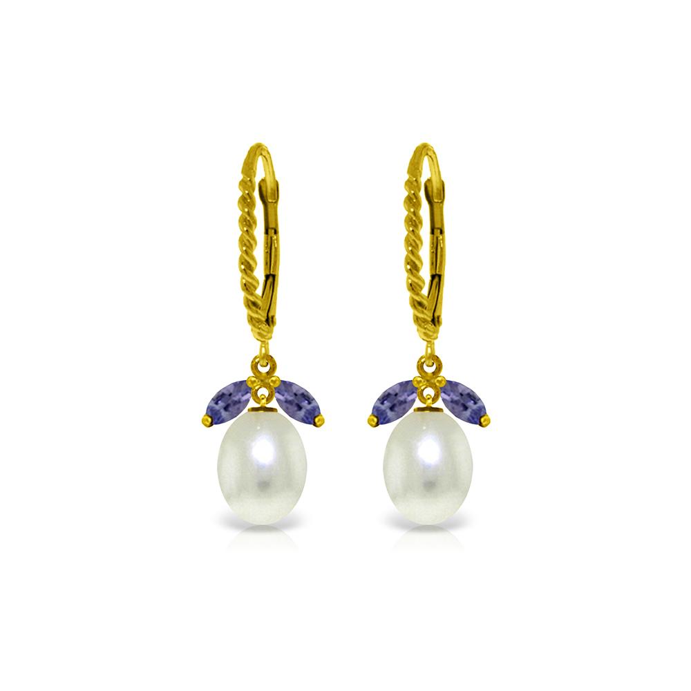 Genuine 9 ctw Tanzanite & Pearl Earrings 14KT Yellow Gold: Genuine 9 ctw Tanzanite & Pearl Earrings 14KT Yellow Gold Manufacturer's Suggested Retail Price: $1500.00 Genuine 14K Yellow Gold 9 ctw Tanzanite & Pearl Earrings Gemstone(s): Tanzanite & Pearl Total 