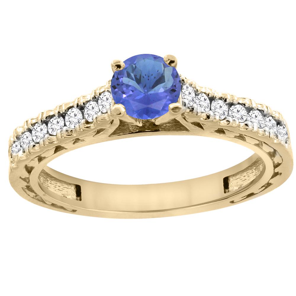 0.89 CTW Tanzanite & Diamond Ring 14K Yellow Gold: 0.89 CTW Tanzanite & Diamond Ring 14K Yellow Gold Manufacturer's Suggested Retail Price: $2460.00 Mainstone Type: Tanzanite @ 0.59 ctw Mainstone Color: Blue Mainstone Clarity: Translucent Stone2 Type: