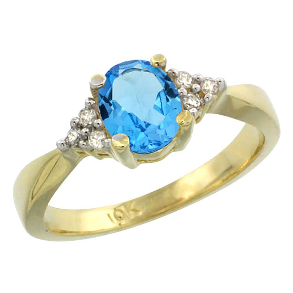 1.06 CTW Swiss Blue Topaz & Diamond Ring 10K Yellow Gold: 1.06 CTW Swiss Blue Topaz & Diamond Ring 10K Yellow Gold Manufacturer's Suggested Retail Price: $930.00 Mainstone Type: Swiss Blue Topaz @ 1 ctw Mainstone Color: blue Mainstone Clarity: Translucent St
