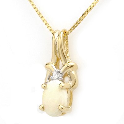 Genuine 0.50ctw Opal & Diamond Pendant 10K Yellow Gold: Genuine 0.50ctw Opal & Diamond Pendant 10K Yellow Gold * MSRP $330 ---- Diamond: 1 Round cut @ 0.02 ctw---- Clarity: SI-I---- Color: H-K----Gemstone: Natural Opal----Gemstone color: Cream, Ivory----Ge