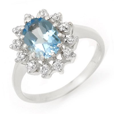 Genuine 1.51 ctw Blue Topaz & Diamond Ring White Gold: Genuine 1.51 ctw Blue Topaz & Diamond Ring White Gold * MSRP $730 ---- Diamond: 12 Round cut @ 0.11 ctw---- Clarity: SI-I---- Color: H-K----Gemstone: Natural Topaz----Gemstone color: Blue----Gemstone 