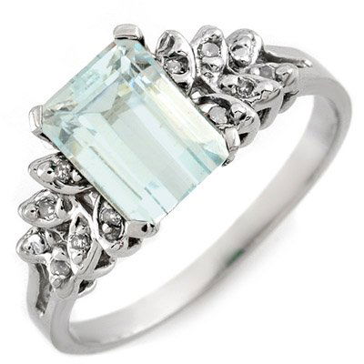 Genuine 2.12 ctw Aquamarine & Diamond Ring 10k Gold: Genuine 2.12 ctw Aquamarine & Diamond Ring 10k Gold - Retails for $1080 ---- Diamond: 12 Round cut 0.12 ctw----Diamond clarity: SI3-I1----Diamond color: I-J----Gemstone: Natural Aquamarine ----Gemston