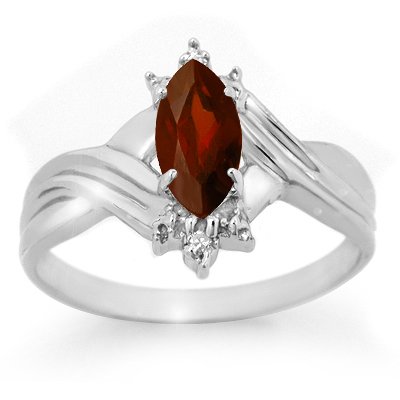 Genuine 0.51 ctw Garnet & Diamond Ring 10K White Gold: Genuine 0.51 ctw Garnet & Diamond Ring 10K White Gold * MSRP $470 ---- Diamond: 2 Round cut @ 0.02 ctw---- Clarity: SI-I---- Color: H-K----Gemstone: Natural Garnet----Gemstone color: Red----Gemstone q