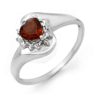 Genuine 0.52 ctw Garnet & Diamond Ring 10K White Gold: Genuine 0.52 ctw Garnet & Diamond Ring 10K White Gold * MSRP $410 ---- Diamond: 1 Round cut @ 0.01 ctw---- Clarity: SI-I---- Color: H-K----Gemstone: Natural Garnet----Gemstone color: Red----Gemstone q