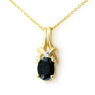 Genuine 1.12ctw Sapphire & Diamond Pendant Yellow Gold: Genuine 1.12ctw Sapphire & Diamond Pendant Yellow Gold * MSRP $330 ---- Diamond: 1 Round cut @ 0.02 ctw---- Clarity: SI-I---- Color: H-K----Gemstone: Natural Sapphire----Gemstone color: Blue----Gemsto