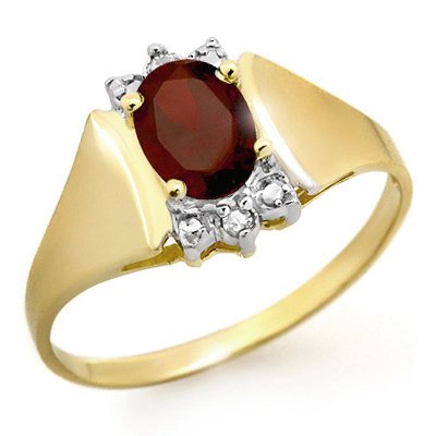 Genuine 1.03 ctw Garnet & Diamond Ring 10K Yellow Gold: Genuine 1.03 ctw Garnet & Diamond Ring 10K Yellow Gold * MSRP $540 ---- Diamond: 2 Round cut @ 0.03 ctw---- Clarity: SI-I---- Color: H-K----Gemstone: Natural Garnet----Gemstone color: Red----Gemstone 