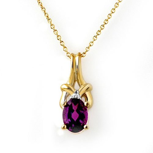 Genuine 0.77 ctw Amethyst & Diamond Pendant 10K Gold: Genuine 0.77 ctw Amethyst & Diamond Pendant 10K Gold * MSRP $330 ---- Diamond: 1 Round cut @ 0.02 ctw---- Clarity: SI-I---- Color: H-K----Gemstone: Natural Amethyst----Gemstone color: Purple----Gemsto