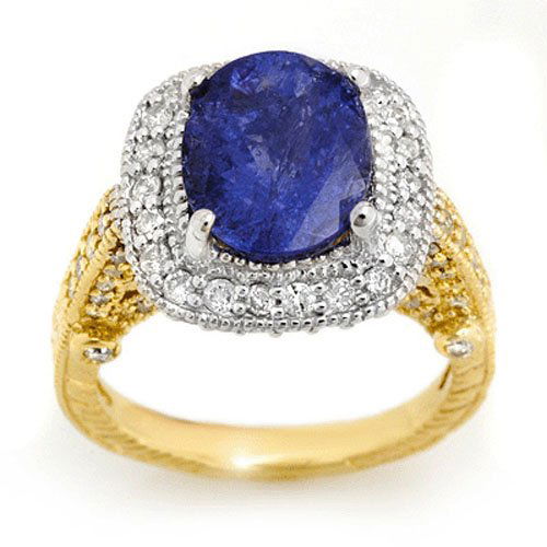 Genuine 5.4ct Tanzanite & Diamond Ring 14K 2tone Gold: Genuine 5.4ct Tanzanite & Diamond Ring 14K 2tone Gold - Retails for $6350 ---- Diamond: 104 Round cut @ 1.40 ctw---- Clarity: SI-I---- Color: H-K----Gemstone: Natural Tanzanite----Gemstone color: Purp
