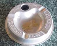 WWII TRENCH ART INSCRIBED ASHTRAY: WWII TRENCH ART INSCRIBED ASHTRAY