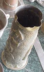 WWI TRENCH ART TUBE W\ART WORK: WWI TRENCH ART TUBE W\ART WORK