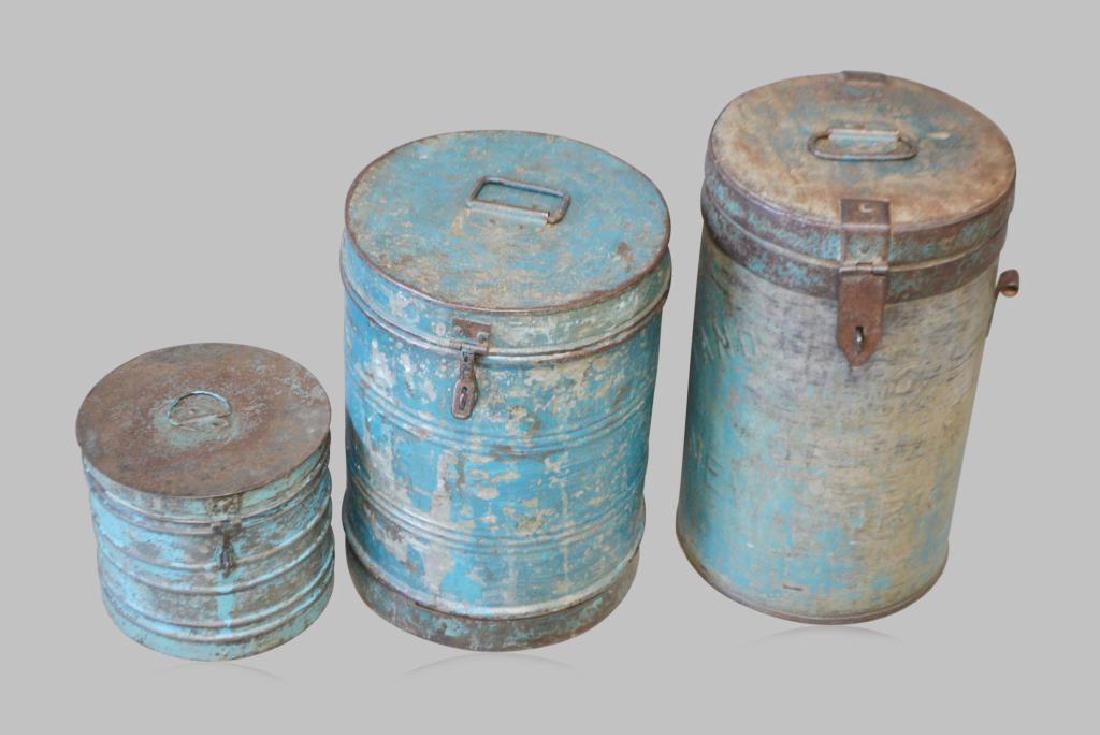 3-Piece Painted Storage Tin Lot 18"H     /      15 (1 of 1)