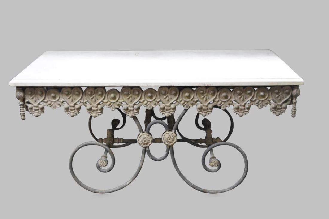 French Marble Top Pastry Table 31 1/2"H,   68 1/4"L, (1 of 3)