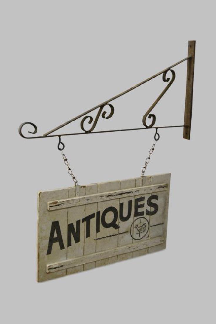 Wooden Double Sided Antiques Sign w/ (1 of 3)