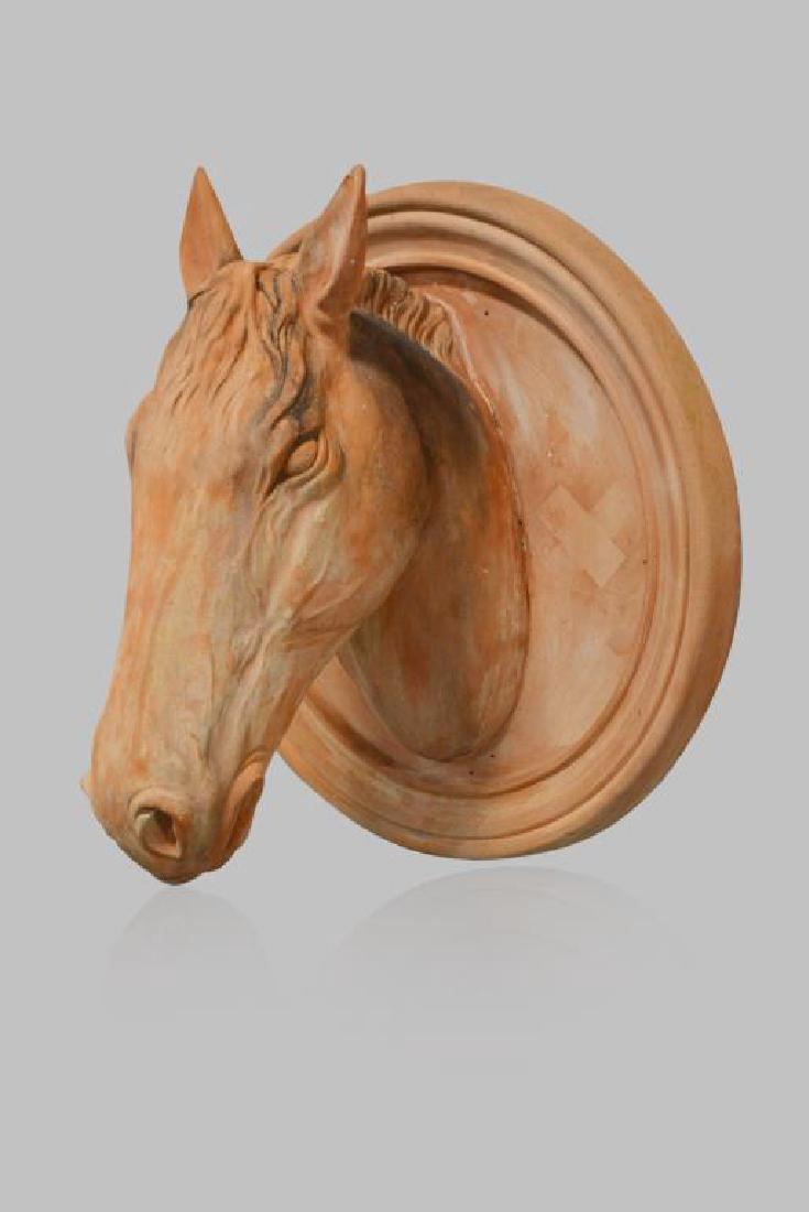 Terra Cotta Horse Head from Stables 30"H,   29"  x (1 of 4)