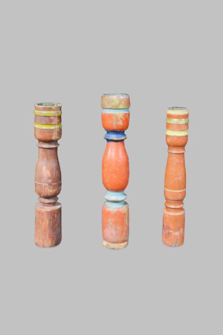 3pc. Wooden Architectural Candle Holder Lot (1 of 1)