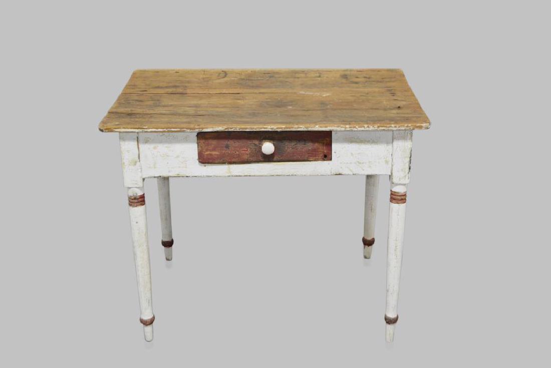 Painted Country Work Table  w/ Drawer 29 1/2"H,   38"L, (1 of 3)