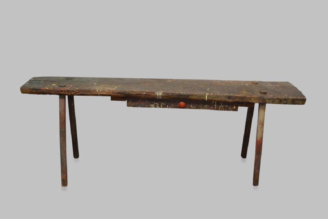 Painted Hog Butchering Bench  w/ Drawer 30"h,   83 (1 of 2)