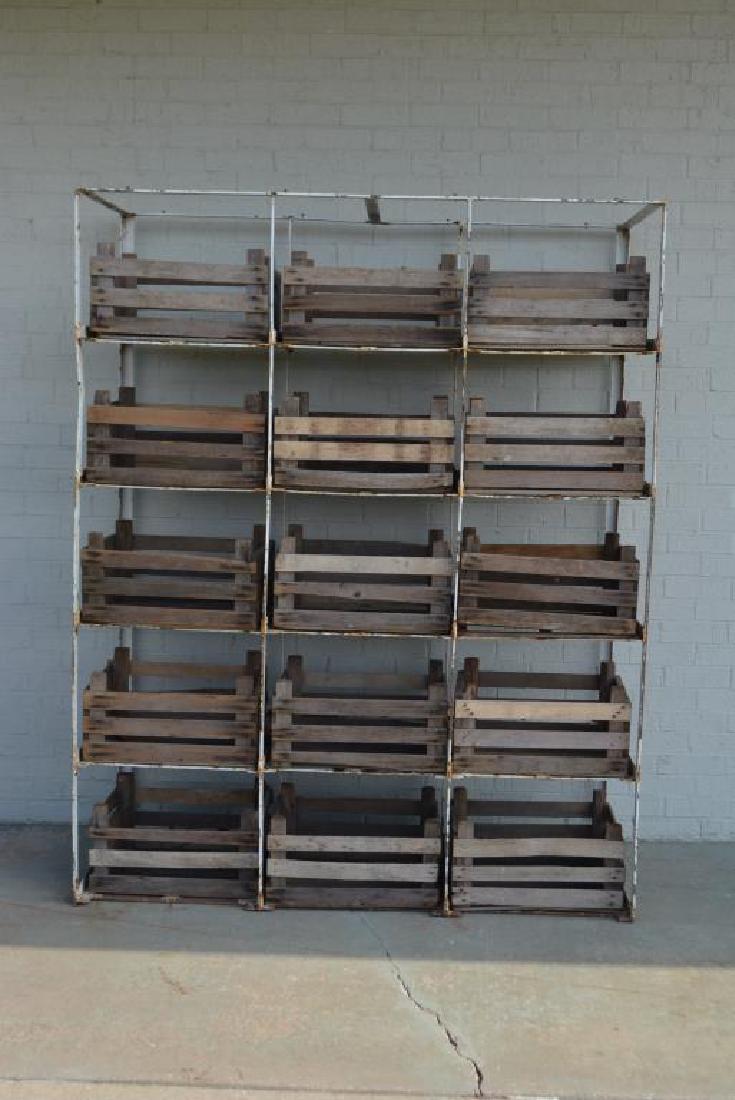 Industrial Rack w/ Wooden Crates 81 1/4"H,   64 1/2"L, (1 of 3)