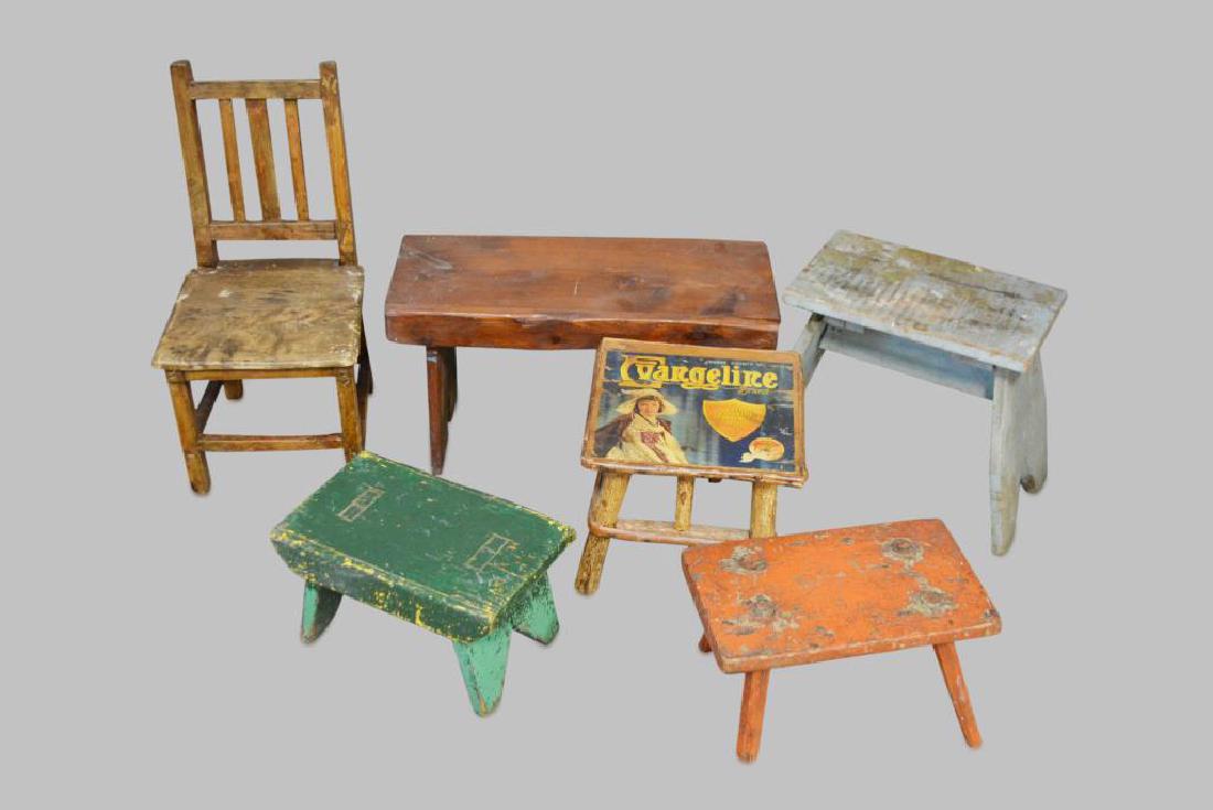6pc. Group Lot 5 stools,  1 chair (1 of 1)
