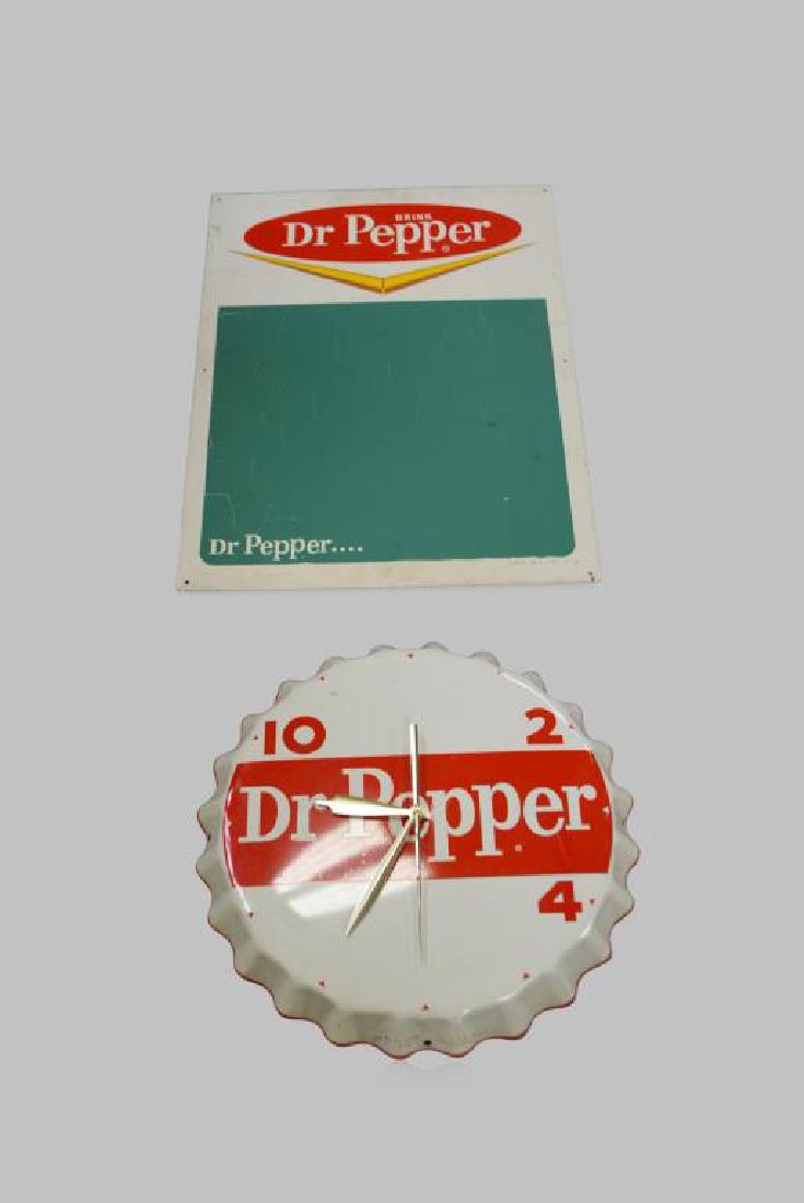 2pc. Dr.Pepper Lot clock, menu board 18" diam.       / (1 of 1)
