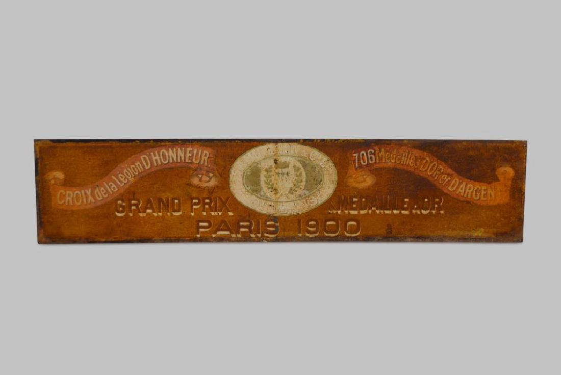 Tin Paris France Trade Sign 12 3/4" x 58 3/4"