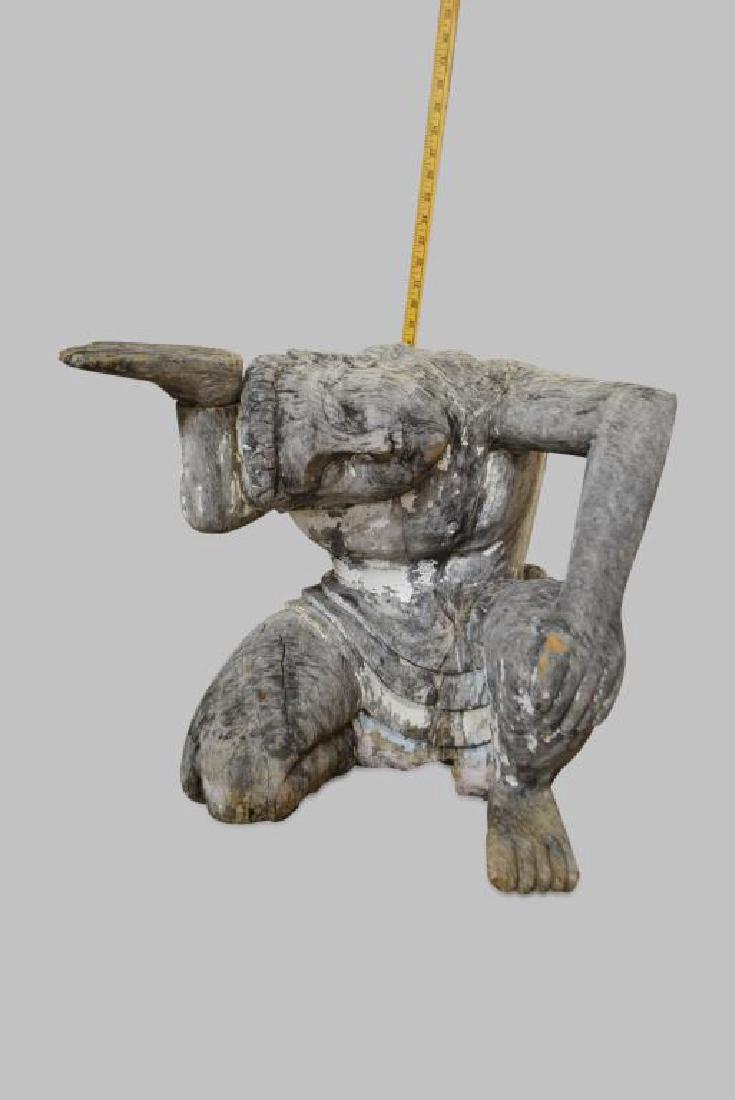 Early Carved Wooden Garden Pedestal (1 of 4)