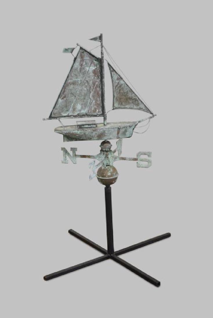 Copper Sailboat Weathervane 44 1/2"H,   22"L (1 of 2)