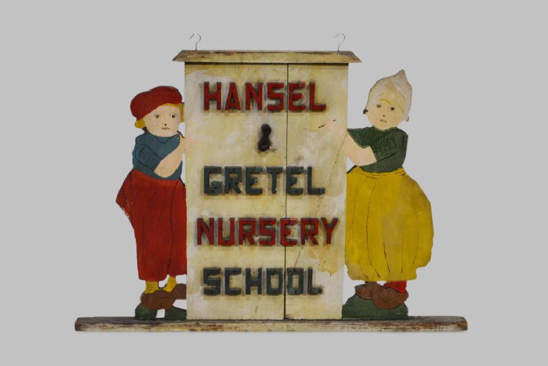 Folky Hansel & Gretel Nursery School Sign 21 3/4"  x (1 of 2)