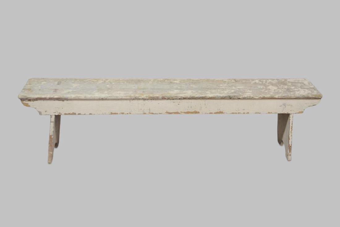 Painted Mortised Pa. Bench 19"H,   74 1/2"L,   13"W (1 of 2)