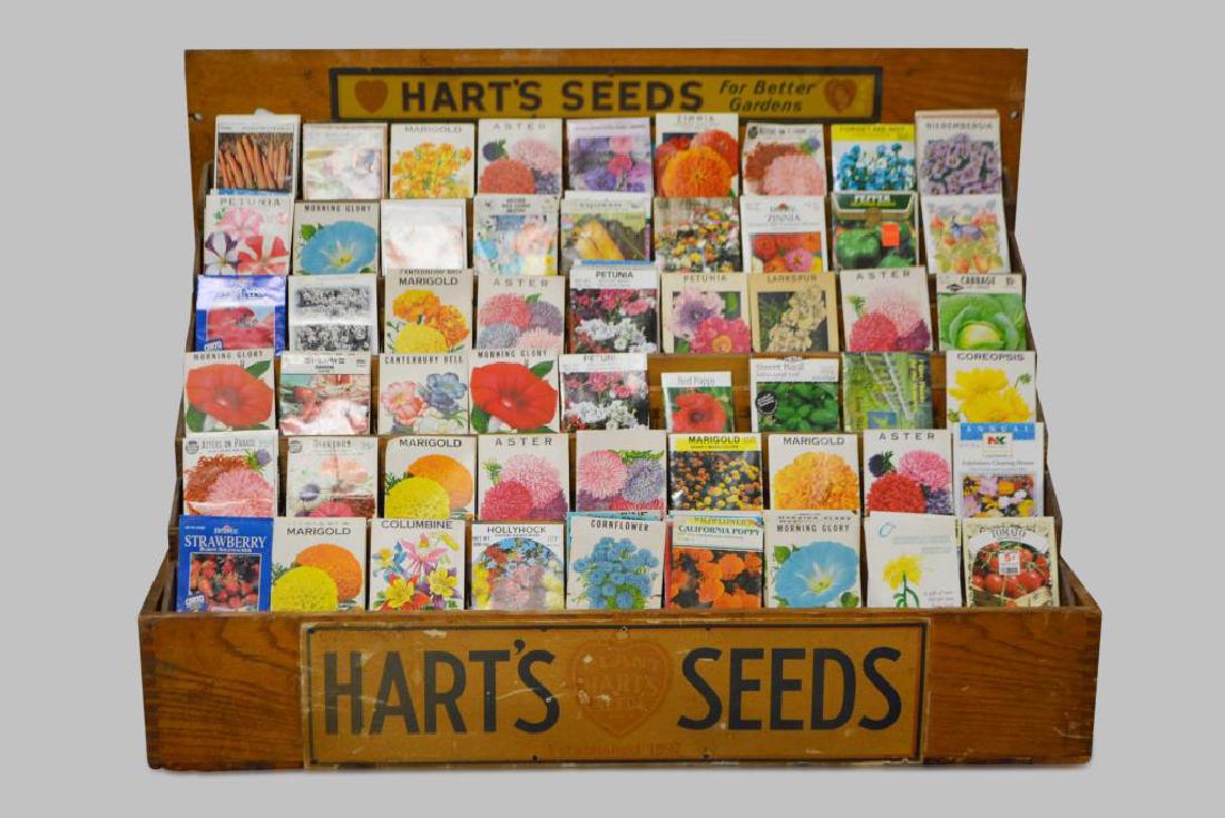 Harts Seed Display w/ Packets 23"H, 33"L, 17 1/4"W: Harts Seed Display w/ Packets 23"H, 33"L, 17 1/4"W