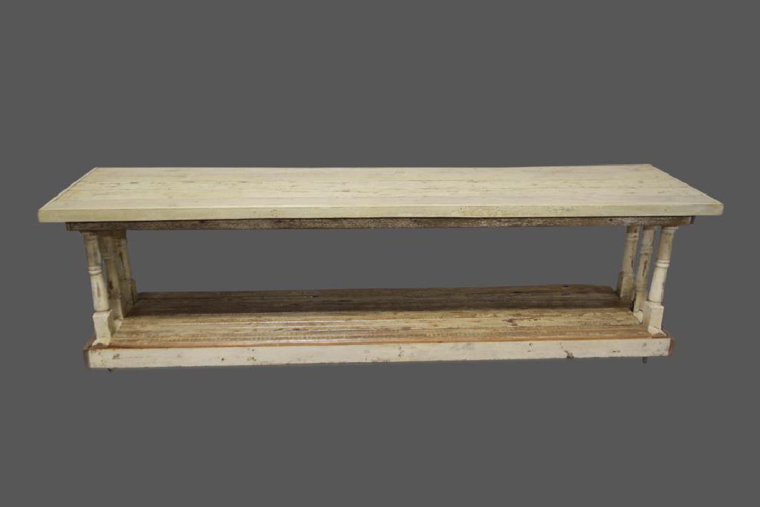 Painted Work Table w/ Shelf 30 1/4"H,   103"L,   27"W (1 of 3)