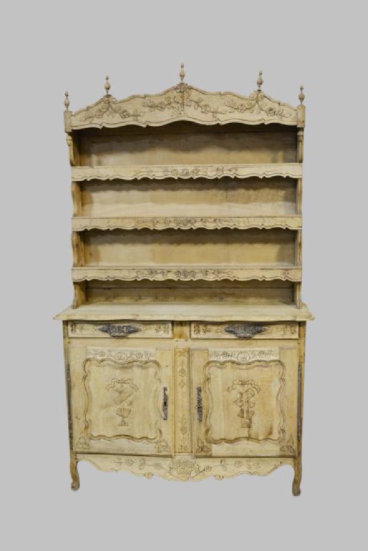 Washed Oak French Vaisellier 85 1/2"H,   51 1/2"L, (1 of 2)