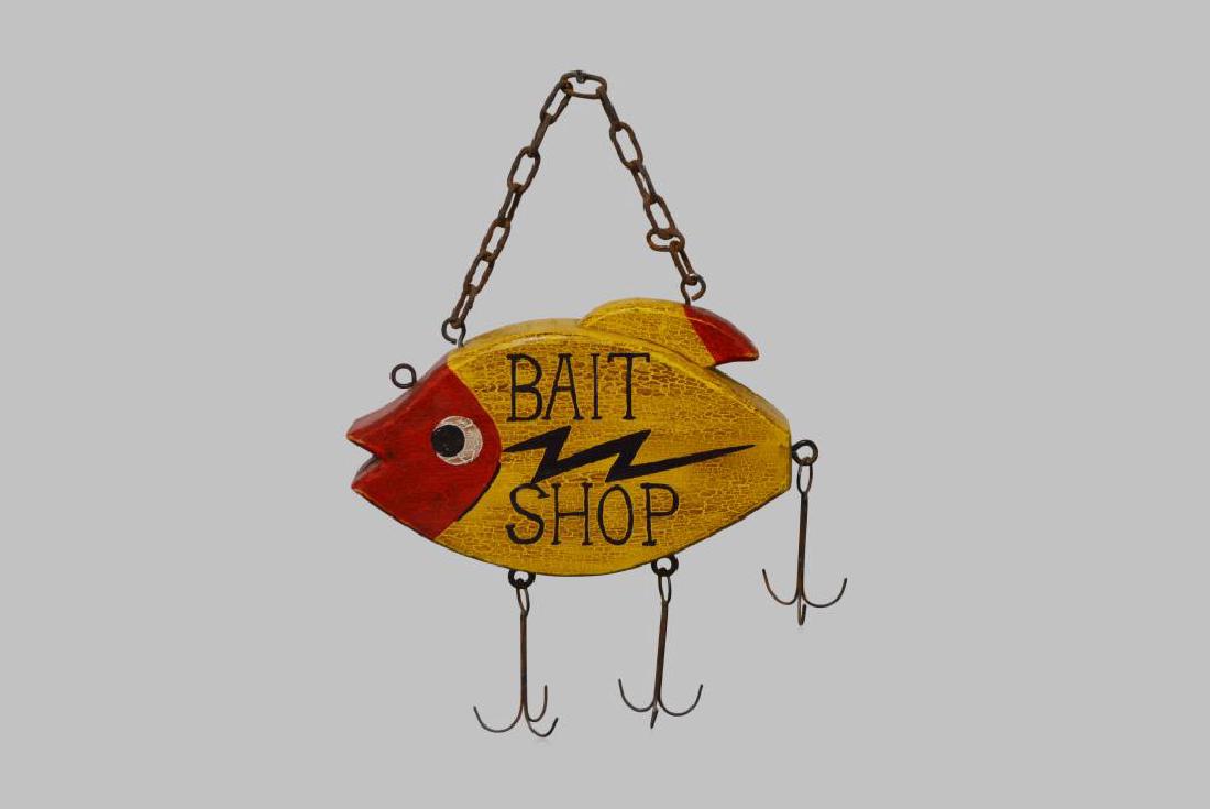 Folky Wooden Bait Shop Sign 24 1/2"H(top of (1 of 2)