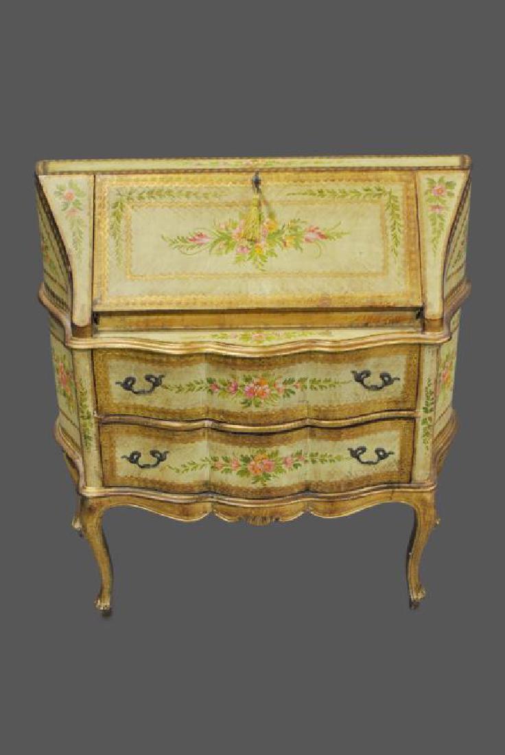 Painted Italian Drop-front Desk 39"H,   38"L,   16"W (1 of 3)