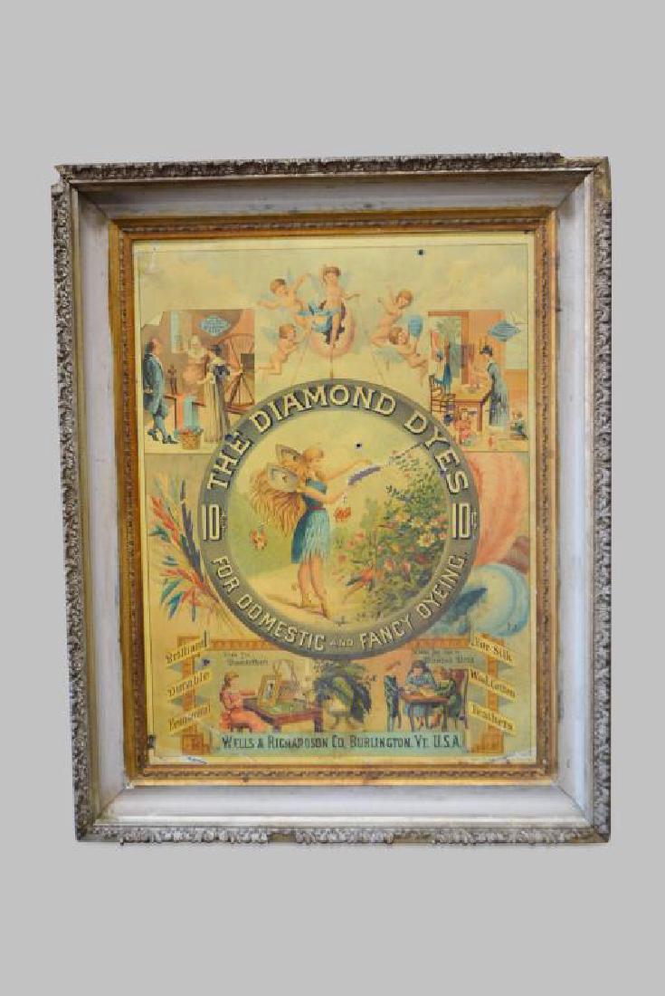 Framed Metal Diamond Dyes Adv. Sign 29 1/2"  x   23 (1 of 2)
