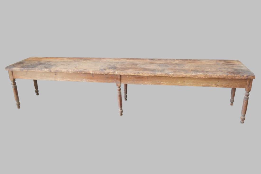 Country Store Turned Leg Work Table 32"H,   152 1/2"L, (1 of 3)